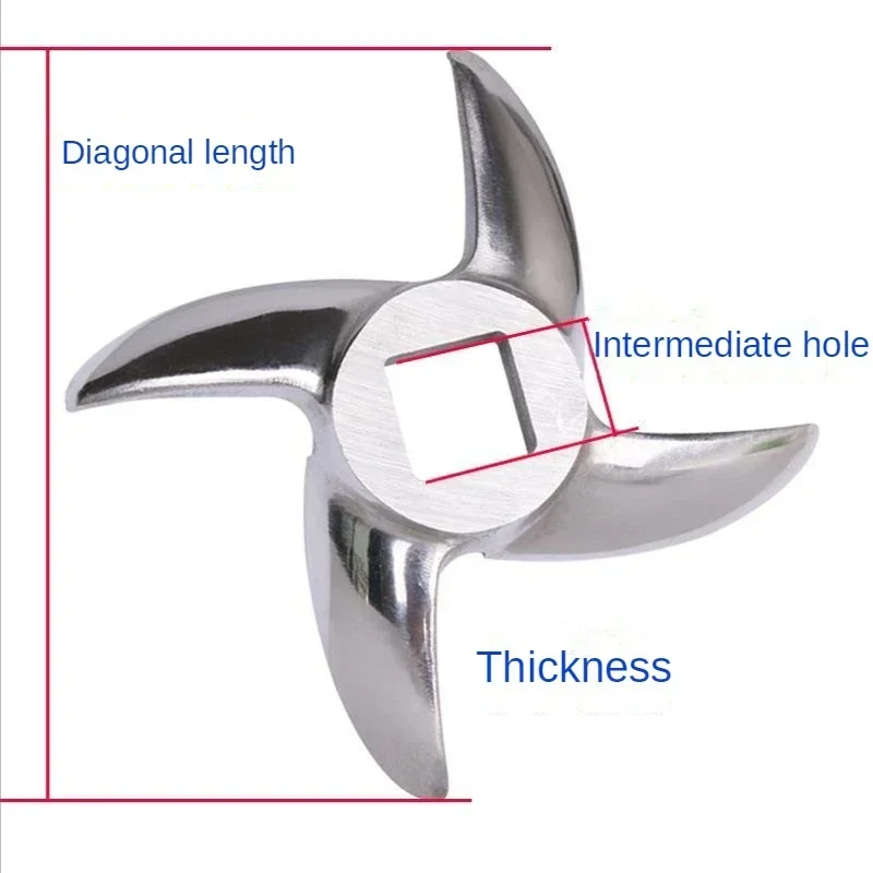 Hoja de picadora de carne de acero inoxidable, cuchillo cruzado, cuchillo redondo 5 #8 #10 #12 #22 #32 #, accesorios para picadora de carne