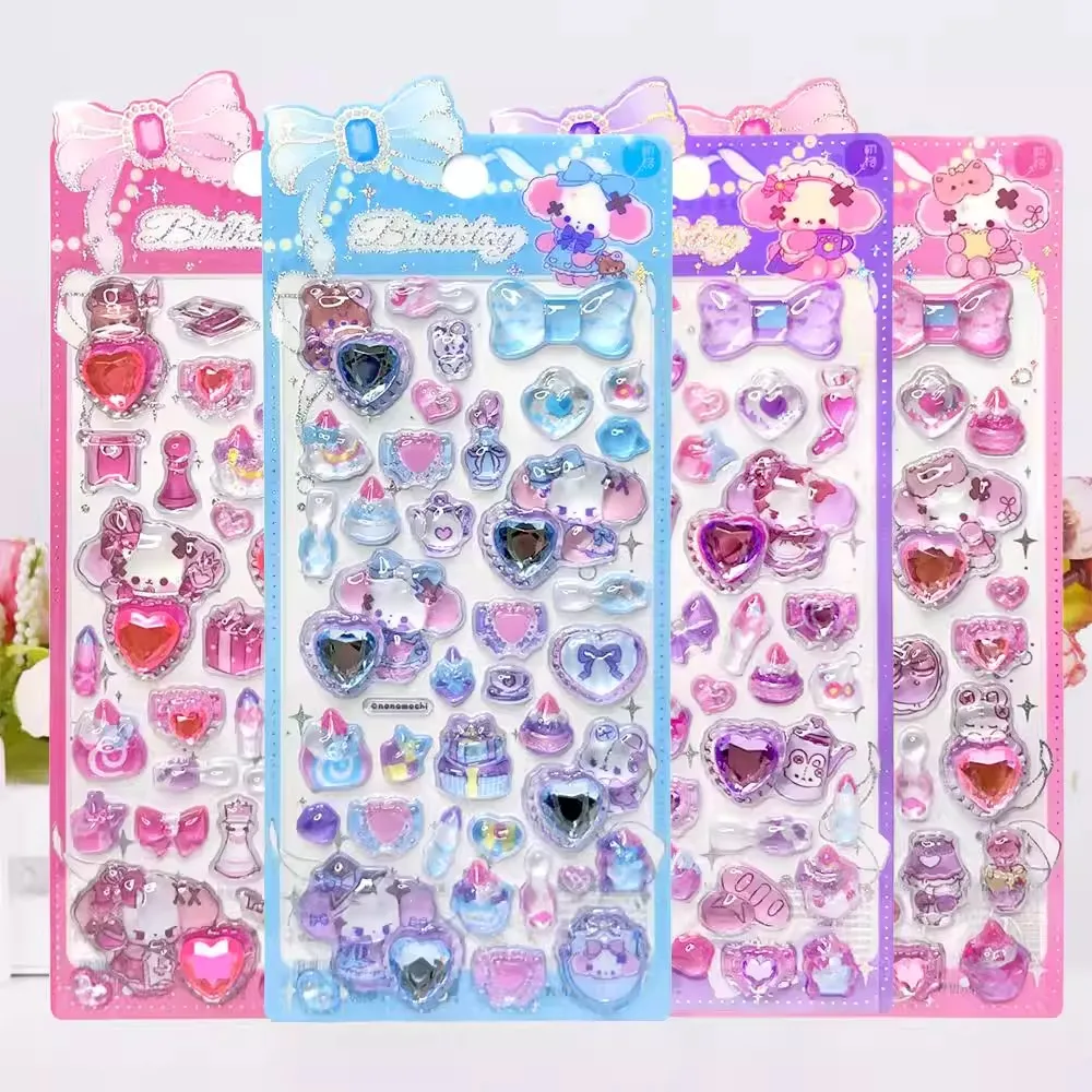 

Милые объемные 3D-наклейки Kawaii: бантики, сердечки, украшения. Подарочные стикеры для декора дневников, скрапбуков, коллекционные наклейки для обмена.