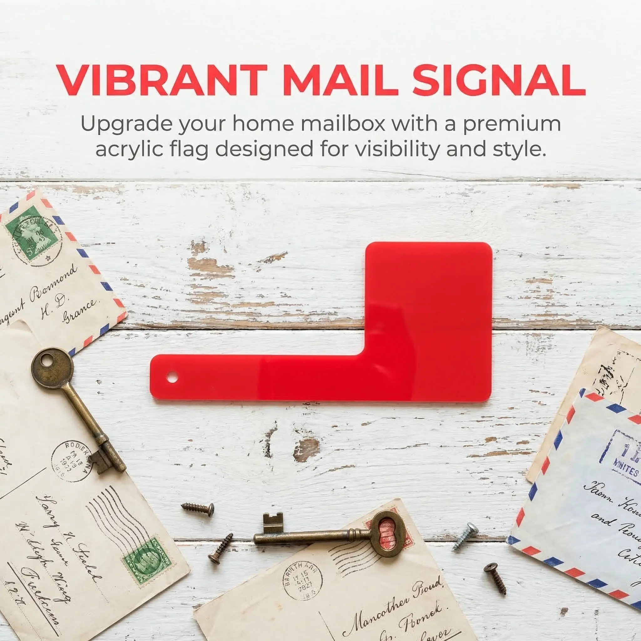 Mailbox Flag Replacement Hardware Acrylic Mini Red Flag Decorative Accessory Wall Mount Mailbox Outdoor Patio Garden
