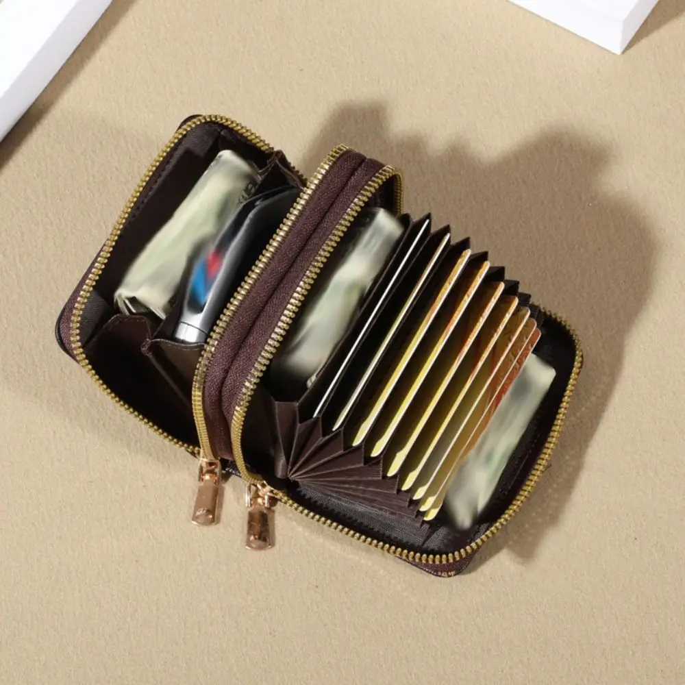 

Temperament Color Block Short Wallets Card Bag Double Zipper Women Clutch Bag Multifunctional Portable Change Bag Women