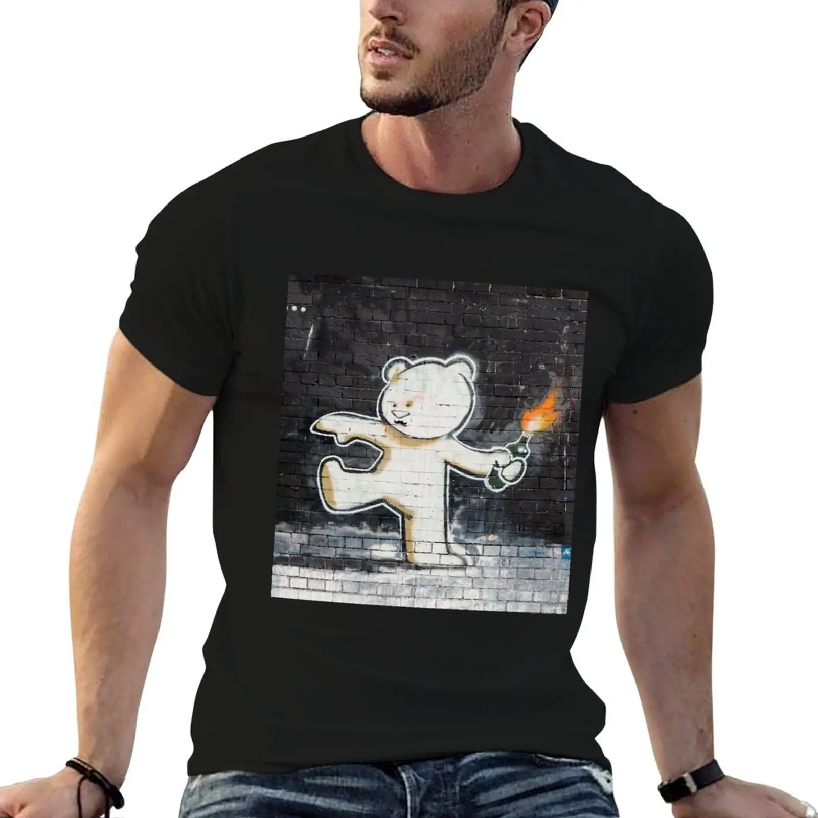 

Banksy Bear T-Shirt t shirts with prints t shirts for man cotton soft T-Shirt