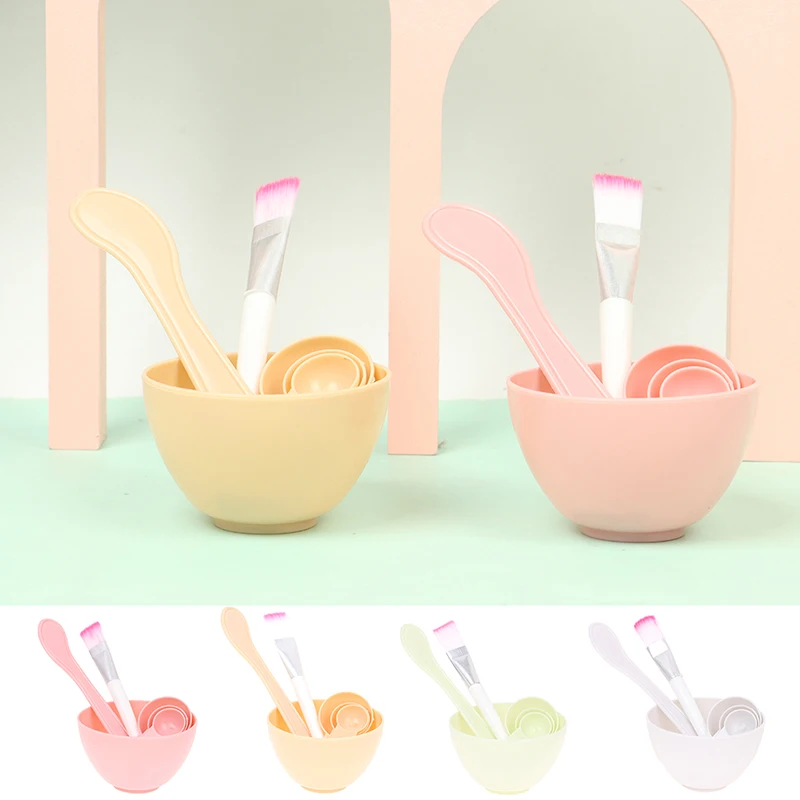 4pcs Facial Brush Mask Bowl Spoon Set Mask Brush Bar DIY Beauty Tool Mixing Tool Skin Care Makeup Supplies