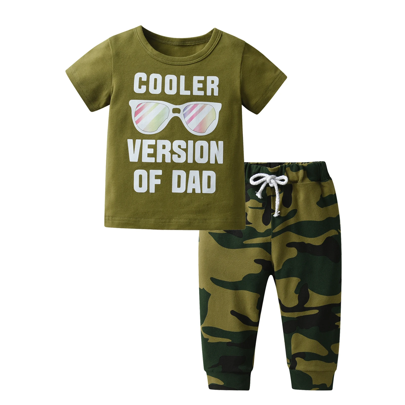 Summer Toddler Baby Boy Cotton Clothes Set Short Sleeve Letters Printed T-shirt Top and Camouflage Long Pants Newborn Outfit