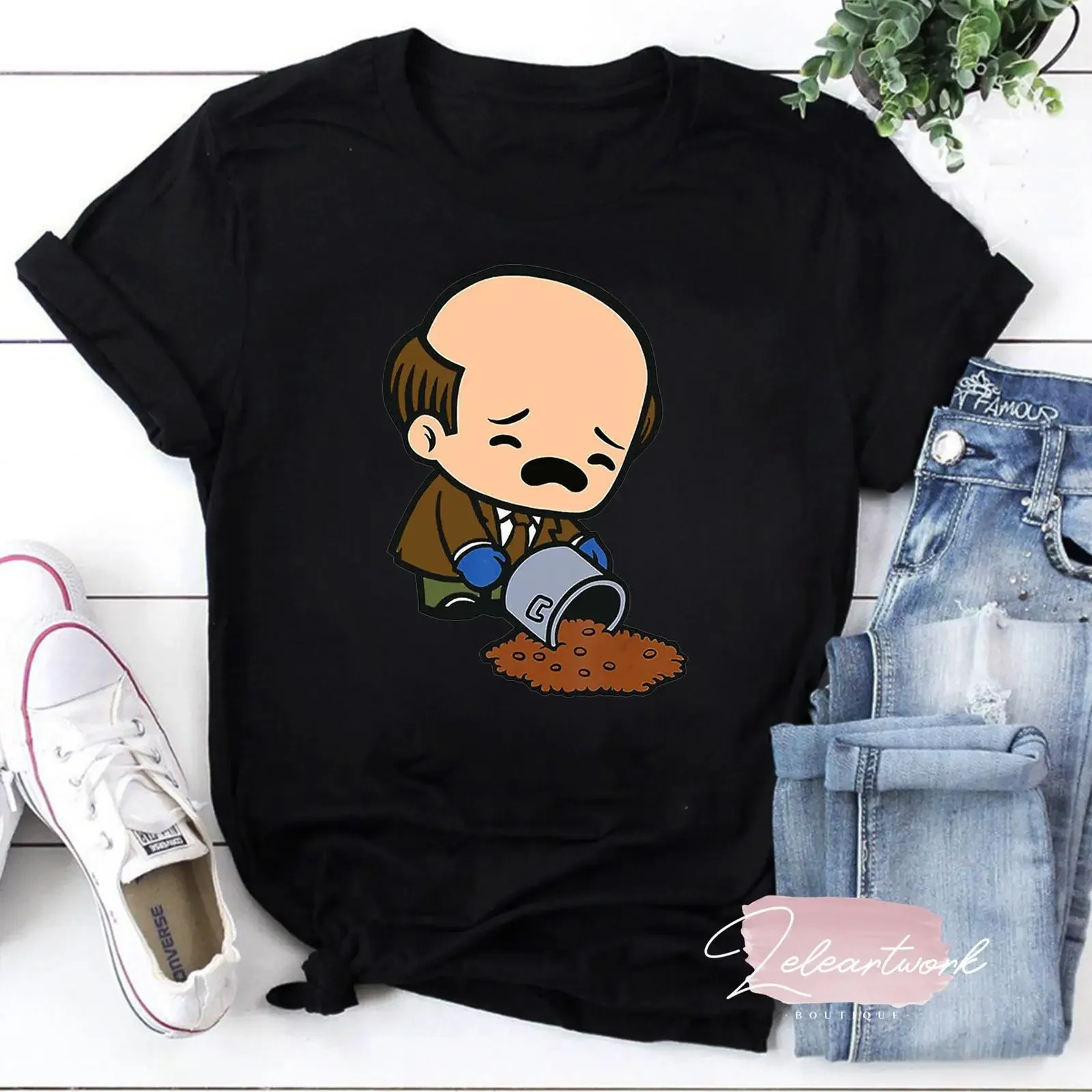 Kevin Spilling Chili T Shirt Malone Office Funny TV Series Home Alone vintage Washed graphic homme Comfortable Slightly