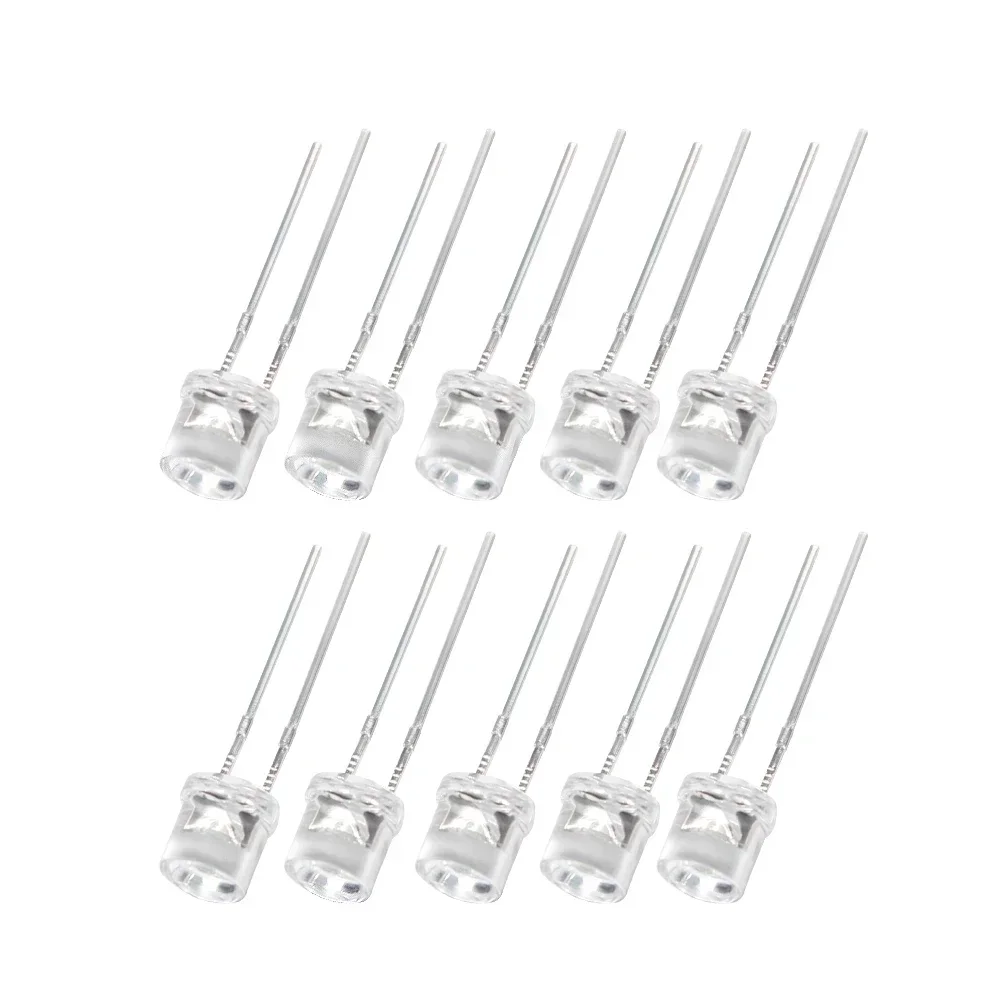 50/100PCS 5mm Led Flat LED Diode Transparent Red Yellow Blue Green White Led Lights Diod F5 Led Lights