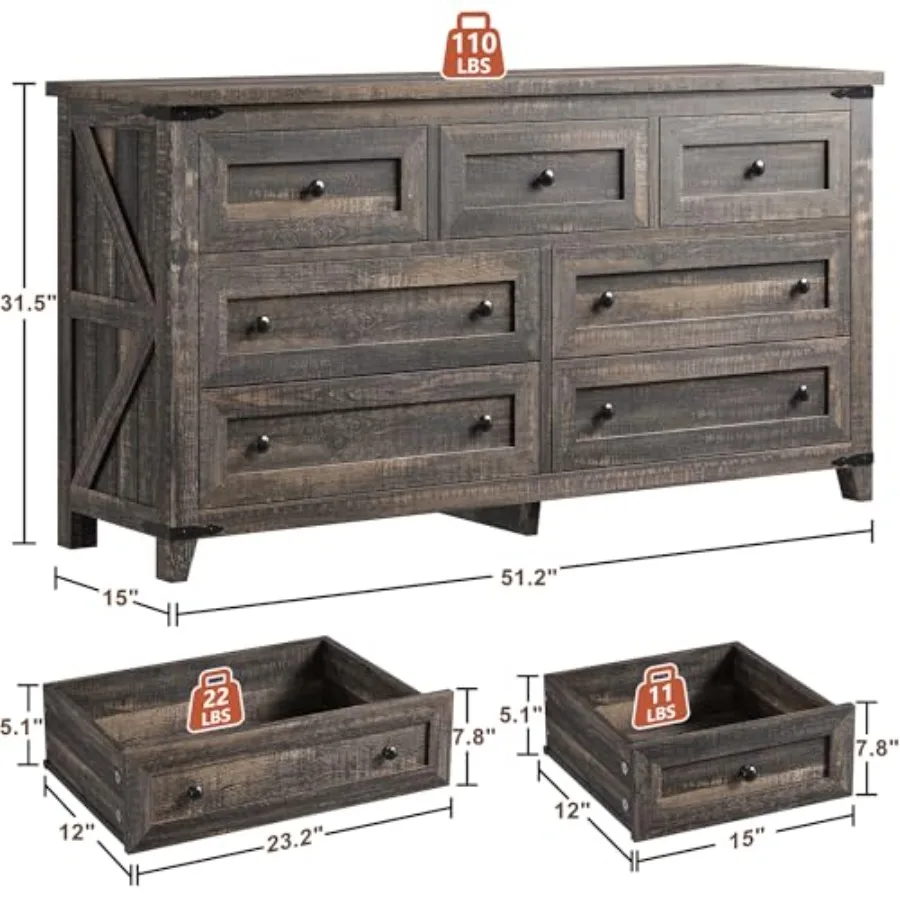 Farmhouse Dresser for Bedroom, 51.2