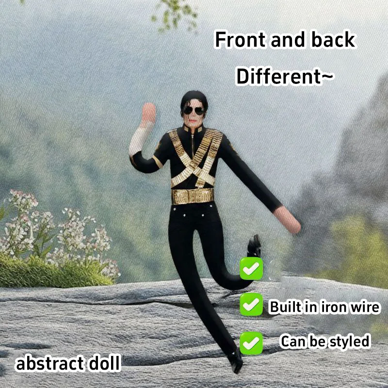 Neue Pop-König Michael Jackson Plüschpuppe Cosplay-Requisite mit flexiblen, beweglichen Gelenken – MJ Plüsch-Abstrakt-Figur, Sammlerstück, Partygeschenk für Fans