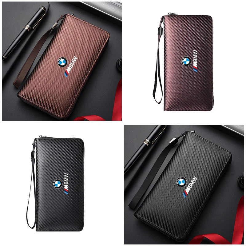 Men Business Long Wallet Carbon Fibre Coin Purse Key Holder Bank Card Bag For BMW X3 X5 M5 M3 E46 E90 E60 F10 E39 E70 E91 E30