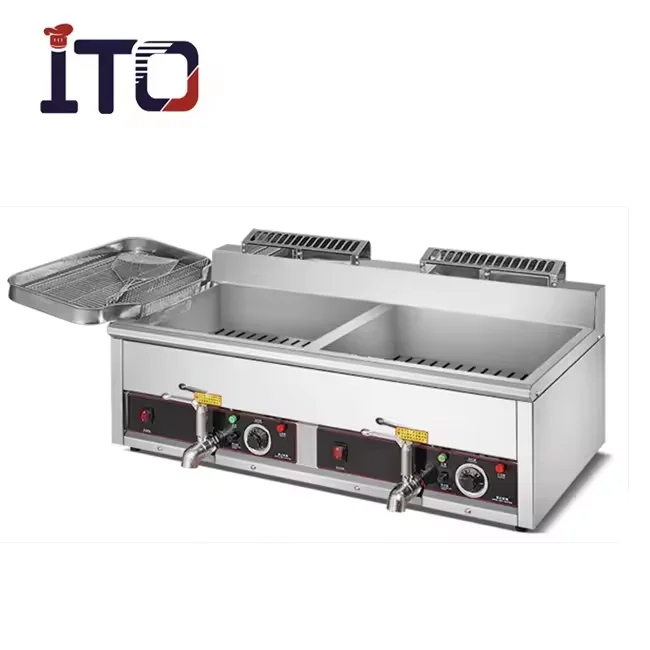 High Quality Stainless Steel Table Top Electric Double Tank Air Deep Fryer Machine