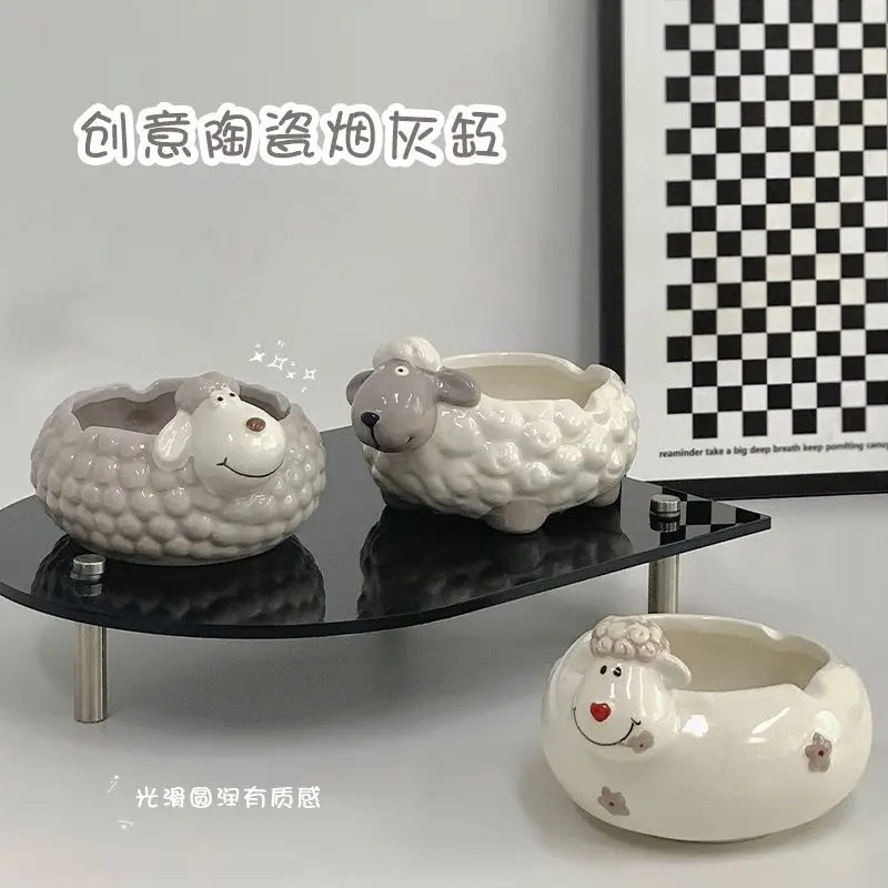 

Ins Creative Ceramic Ashtray Home Living Room Office Personalized Small Ashtray Cute Cartoon Nordic Style Ornament