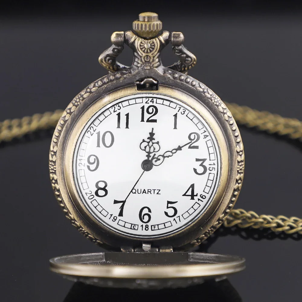 God Blessed Relief Vintage Pocket Watch Quartz Chain Pendant Clock Necklace Watches for Men Women Unique Gifts