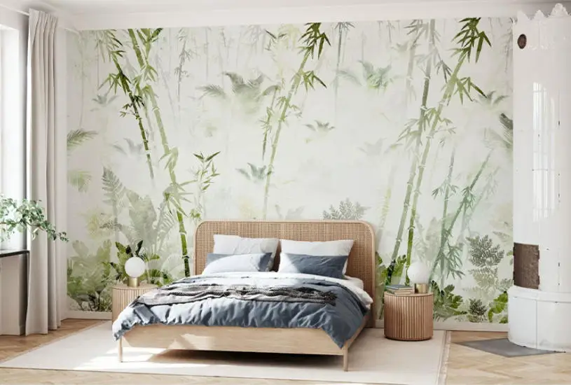 Customized wallpaper with antique style study room TV background oil painting bamboo high-end artistic sense photo wallpaper