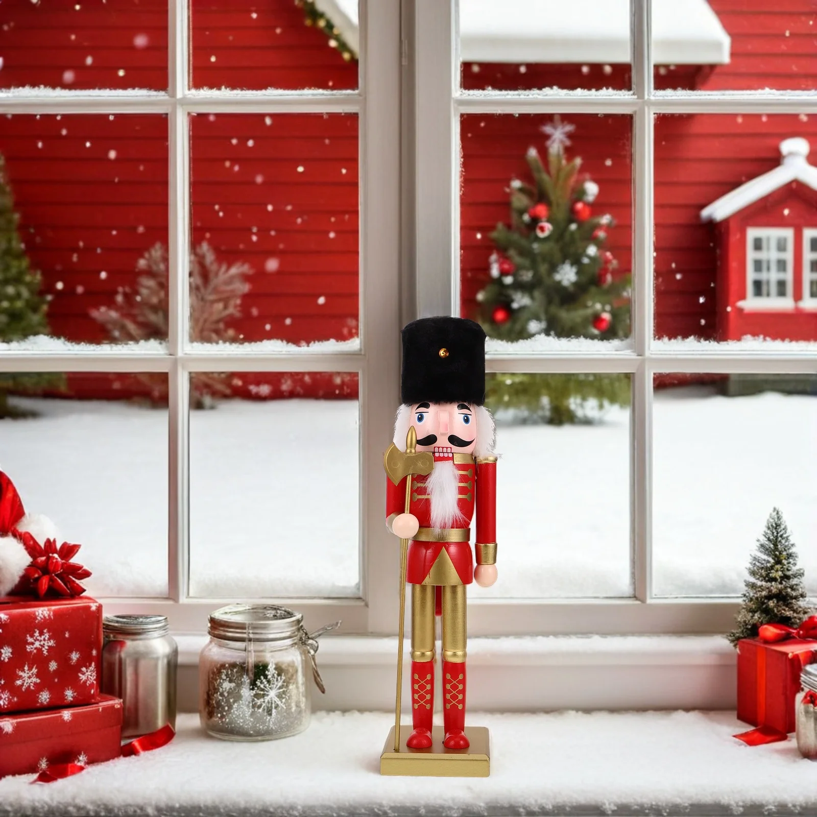 

38Cm Wooden Soldier Statue Christmas Holiday Decoration For Mantel Tabletop Fireplace Home Tabletop Christmas Decor Decor