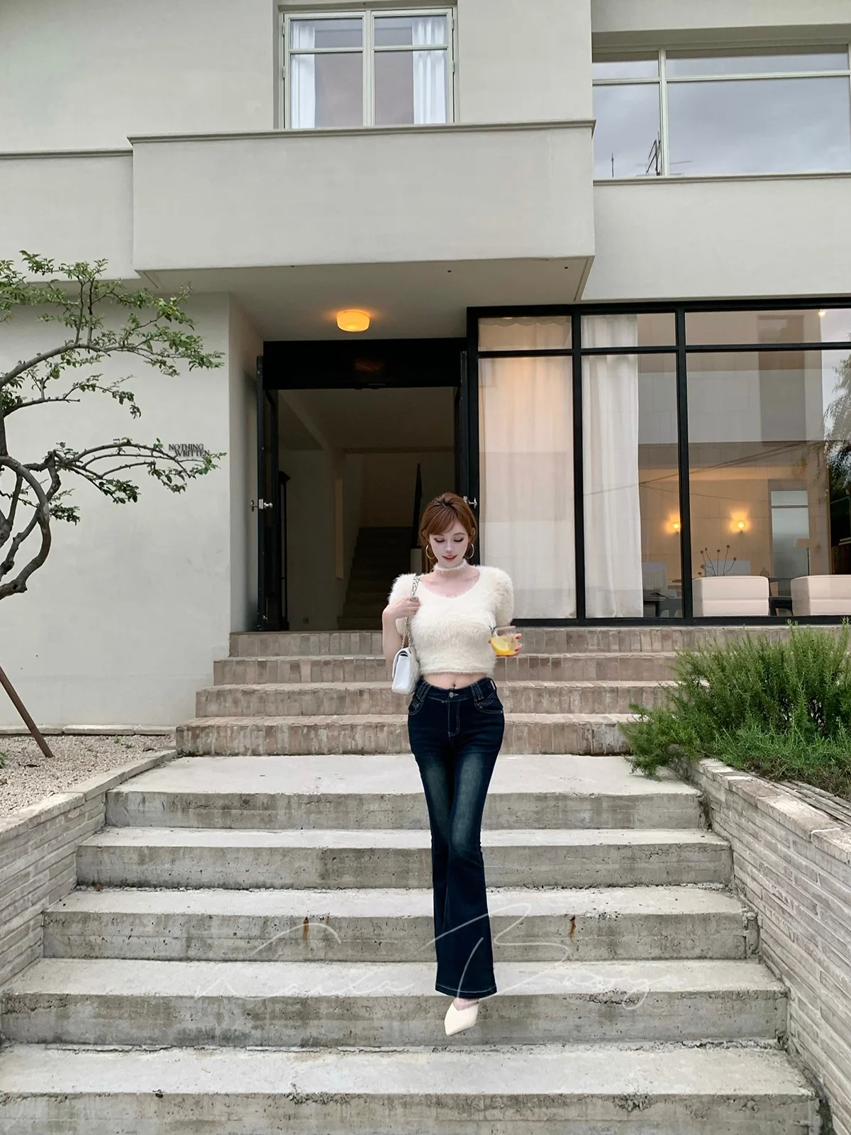 

High Waist Elastic Bell Bot Slimming Faionable Hip Enlarging Denim Jeans for Women Korean Sle Cotton Stretch Denim