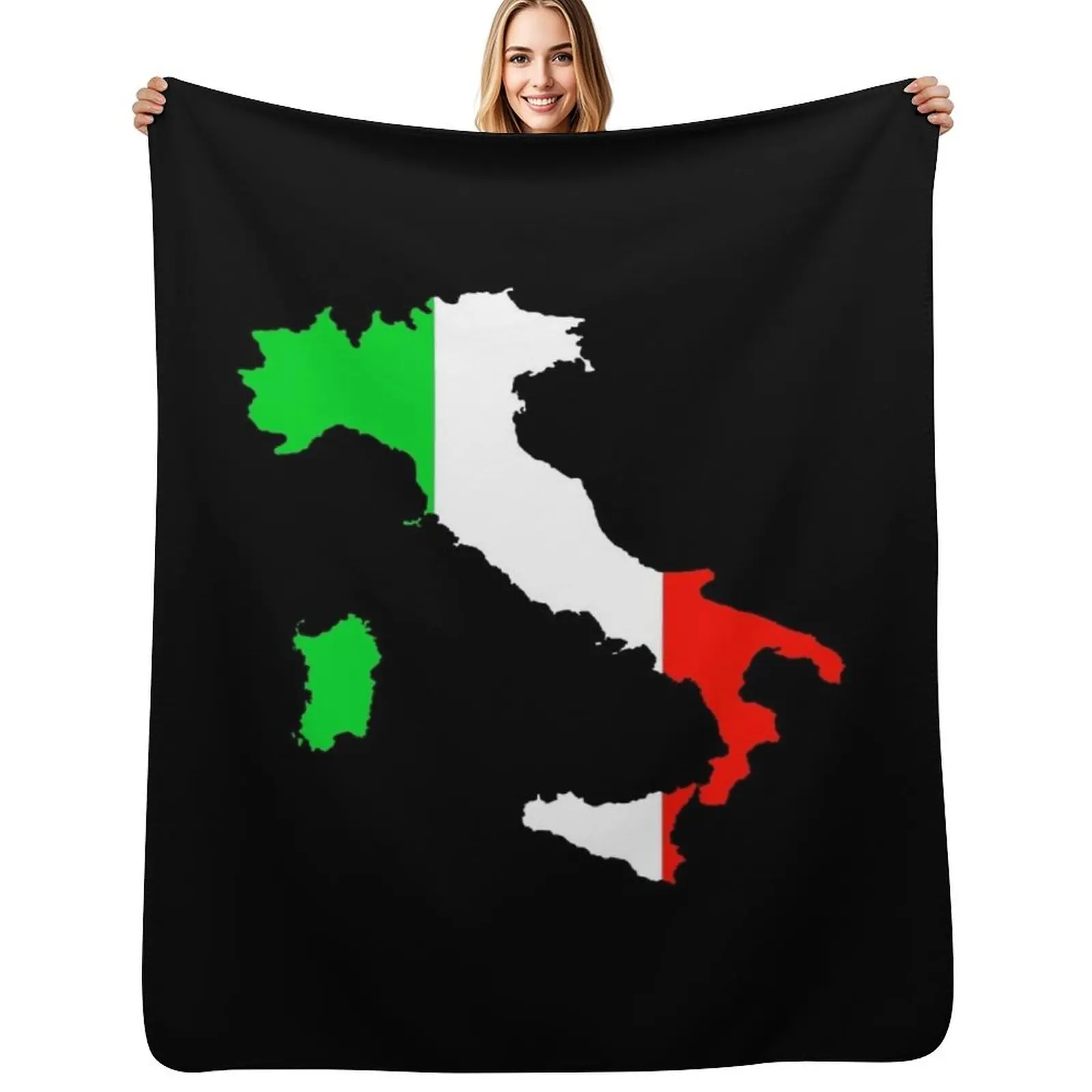 

Flag of Italy and Map of Italy Throw Blanket Retros Flannels Decorative Sofas Winter beds Blankets