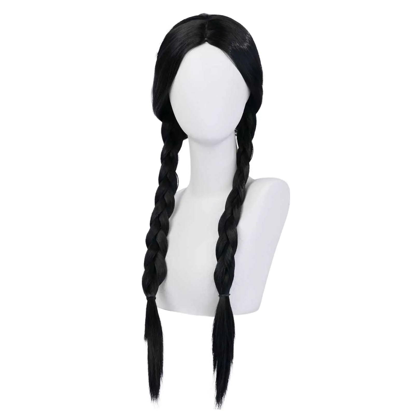 

Black Long Straight Braids Wig Movie Synthetic Fluffy Bangs Cosplay Supplies for Kids Girl Cosplay Party