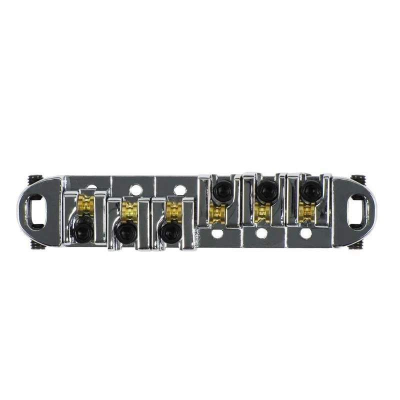Chrome Metal Plated Roller Saddle Tune-O-Matic Bridge for Les Paul Style Electric Guitar Replacement