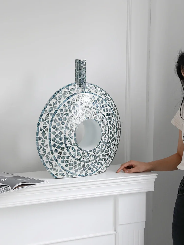 

Wabi Sansan wind large shell art vase European countertop flower arrangement creative high-end home living room decoration