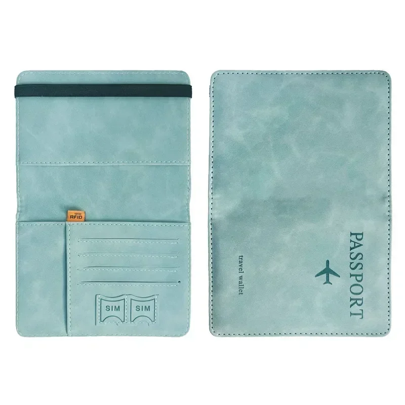 Couvertures de passeport d'affaires vintage RFID pour hommes et femmes, porte-carte d'identité multifonction, étui portefeuille en cuir PU, accessoires de voyage