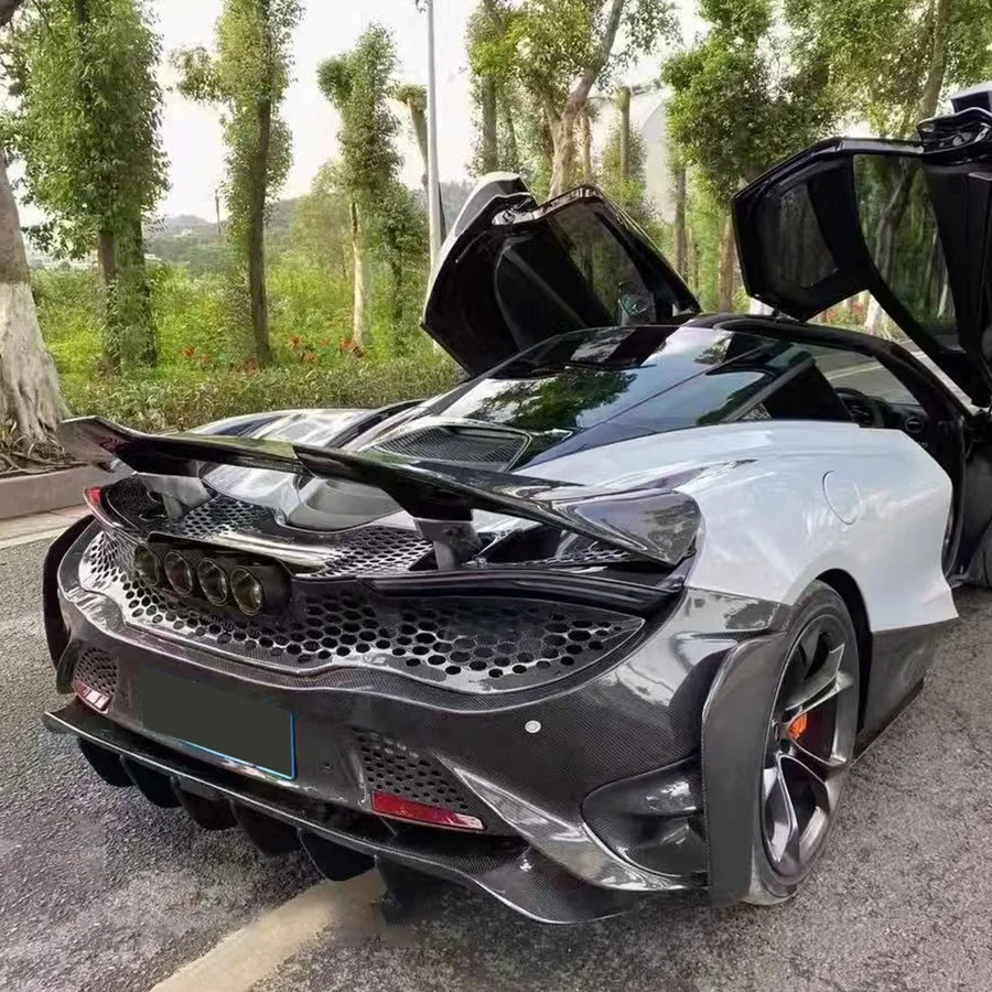 Высококачественный сухой карбоновый задний бампер для McLaren 720S 724S 765LT, стильный задний диффузор из углеродного волокна, обвес автомобиля