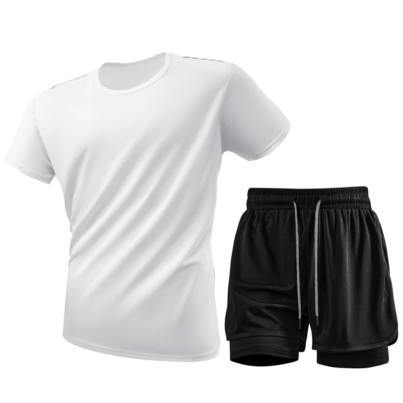 

Спортивный комплект Qui Dry: футболка с коротким рукавом и шорты для фитнеса, бега и тренировок для подростков, летняя коллекция