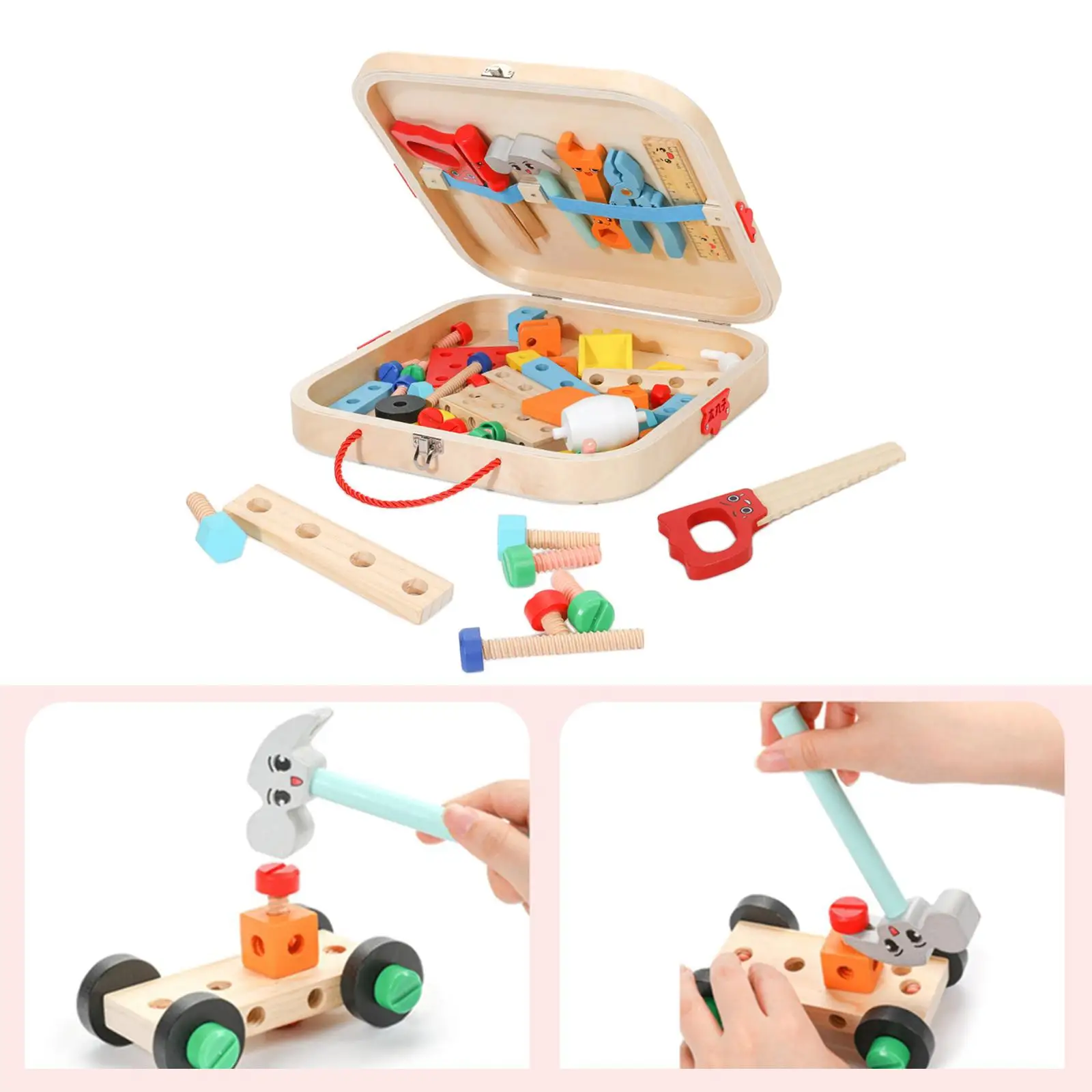 Wooden Kid Tool Set Wooden Toddlers Tools Set Creative Develops Fine Motor Skills Pretend Toy Wooden Toy Tools Box