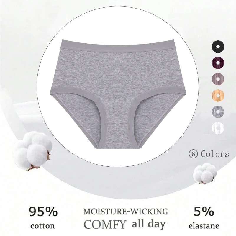 FINETOO 3Pcs/Set Seamless Cotton Panties Women Solid Color High Rise Elastic Briefs Female Soft Comfortable Breathable Underwear