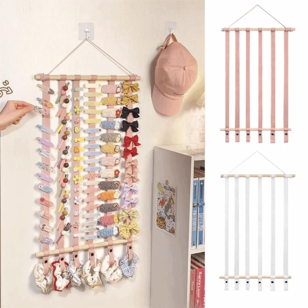 

Large Capacity Hair Clip Storage Wall Hanging Foldable Hair Bows Organizer with Snap Button Sturdy Rope