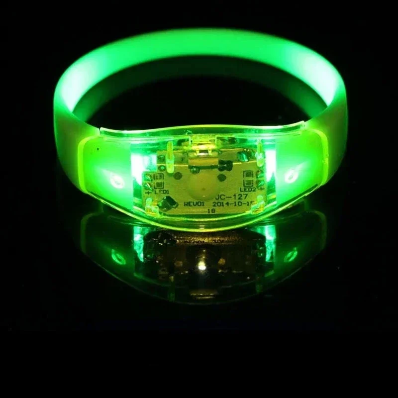 Light Up Flash Bracelet Bangle Voice Control LED Wristband Night Disco Bar Birthday Gift Glow Party Halloween Christmas