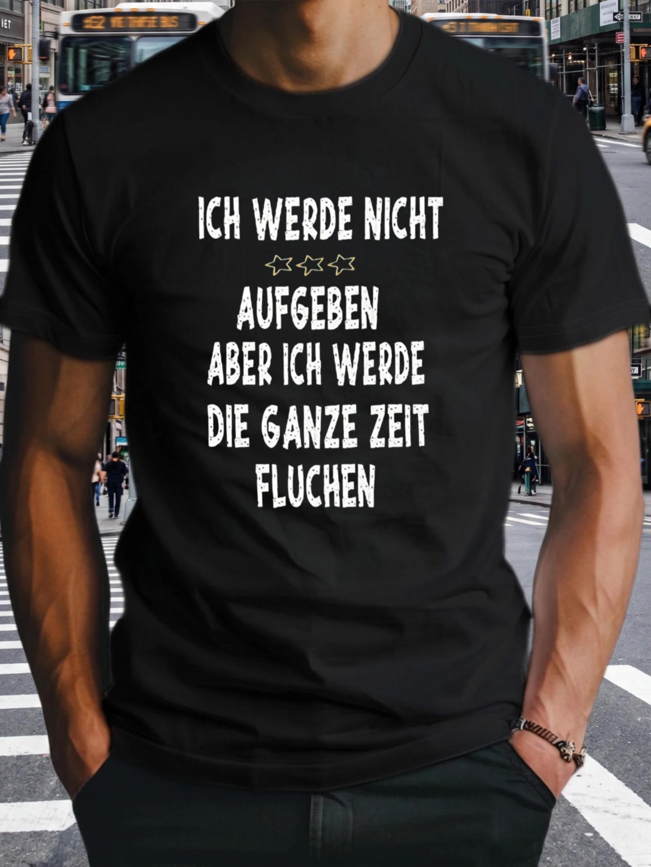 1 Stück 100% Baumwolle Unisex T-Shirt mit Aufdruck „Ich werde nicht aufgeben, aber ich werde die ganze Zeit fluchen“ O-Ausschnitt Kurzarm T-Shirt, Übergröße, bequeme Freizeitkleidung,