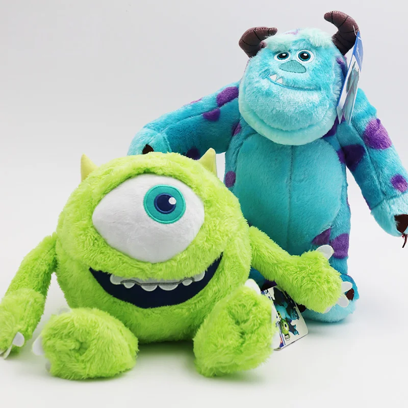 Kawaii Fluffy Pixar Sulley And Mike Plush Toys Set Monsters Inc Wazowski Cute Anime Stuffed Dolls Birthday Gift For Girls Boys