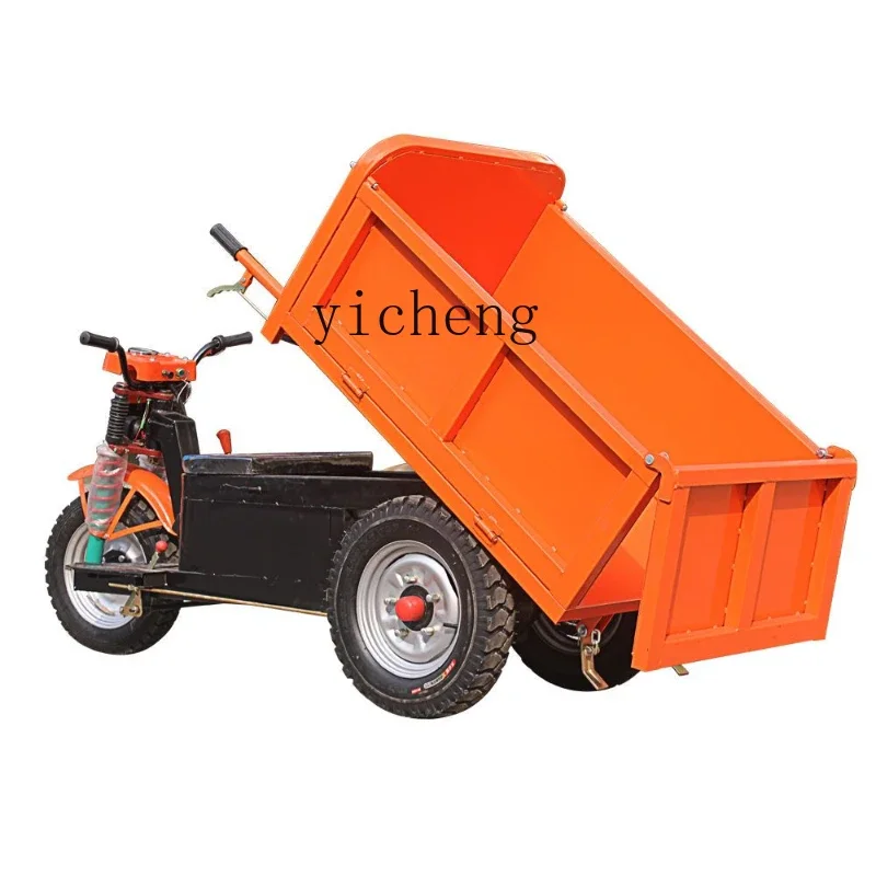 

XL tricycle dump truck construction site cement load climbing dump truck