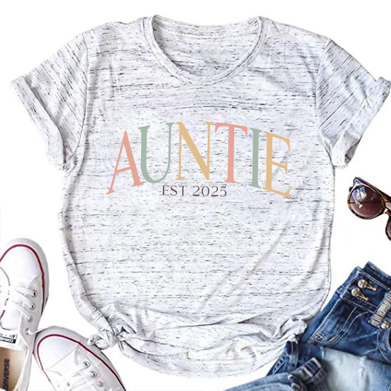 Custom Auntie Est 2025 Shirt Cool Aunts Club Tshirt New Auntie Gift Pregnancy Top Vintage Gifts for Mama