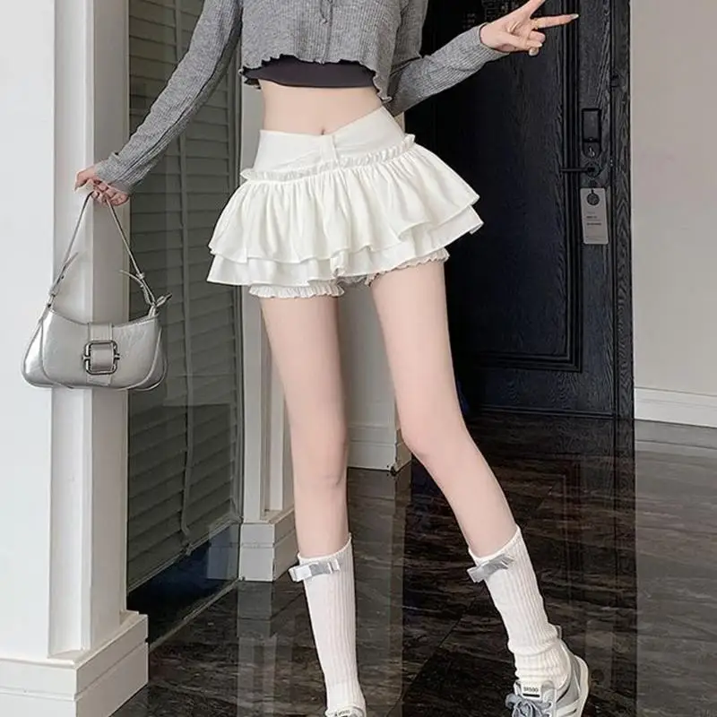 

270D Ballet Styles Bows Knotted High Waist Cake Skirt for Women Layered Ruffle A Line Skater Skort Built in Bloomers Shorts