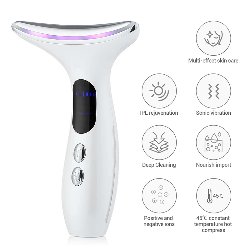 EMS Microcurrent Neck Beauty Device LED Photon Firming Rejuvenation Anti Wrinkle Thin Double Chin Skin Care Facial Massager