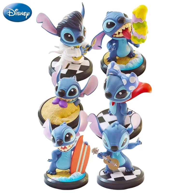 Nova disney stitch animação dos desenhos animados estilo verão figura caixa cega criativo ornamento de mesa caixa de presente surpresa brinquedo colecionável