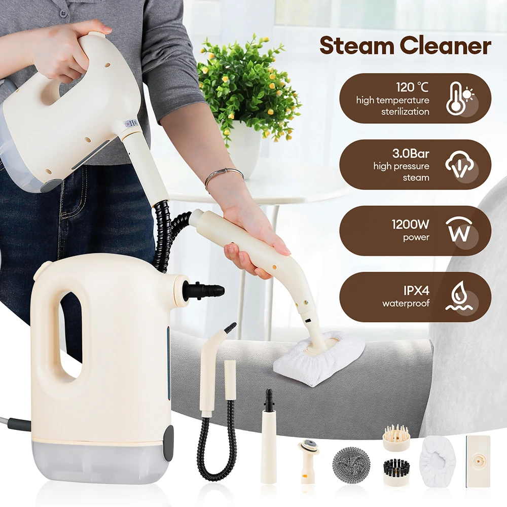 1200W Handheld Steam Cleaner 3.0Bar High Pressure Portable Steam Cleaner Hot Steam Cleaner for Kitchen Car Sofa Floor Home Cleaning