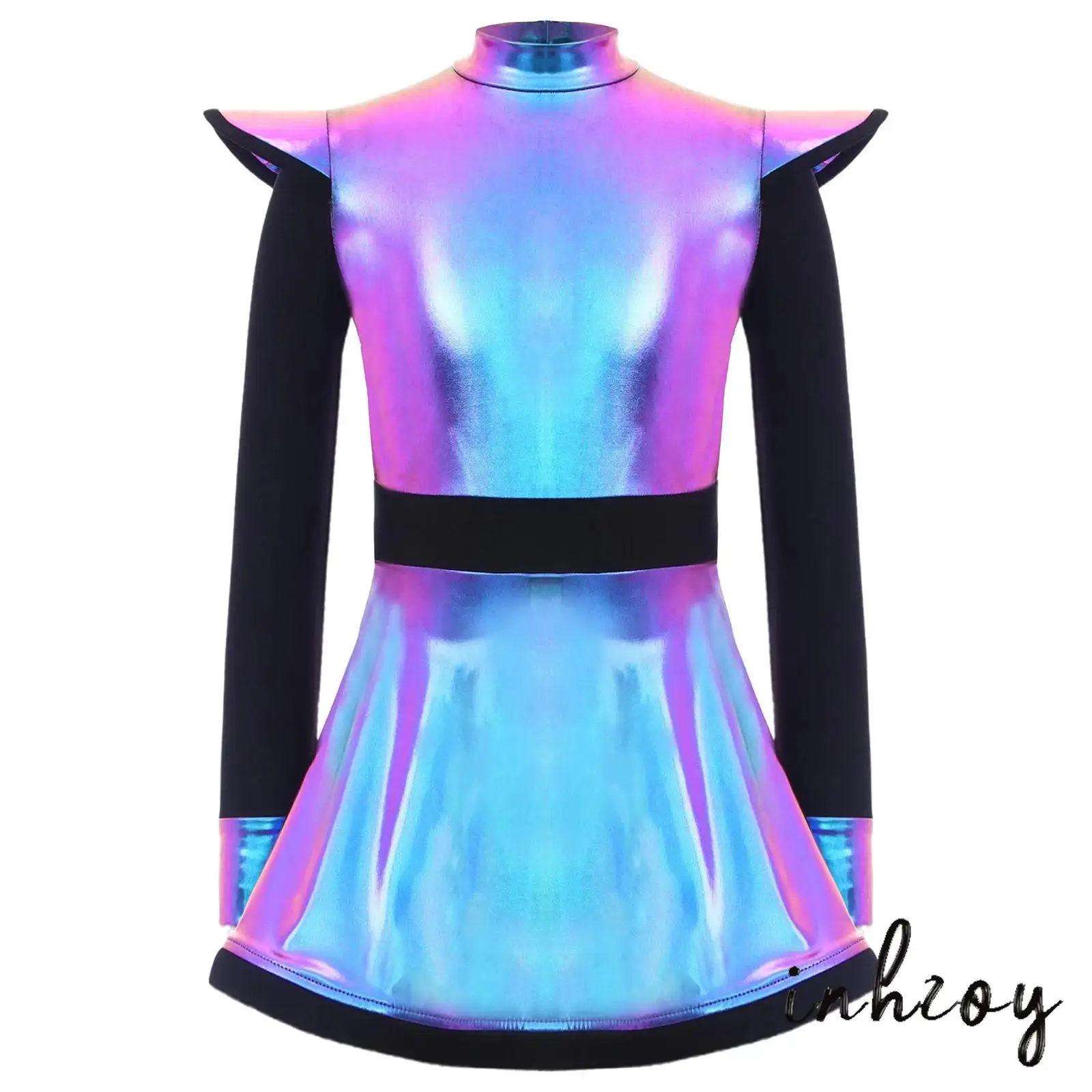 

Girls Alien Explorer Dress Up Costume Patchwork Back Zipper Breathable Long Sleeves Dress Halloween Party Cosplay Outfit