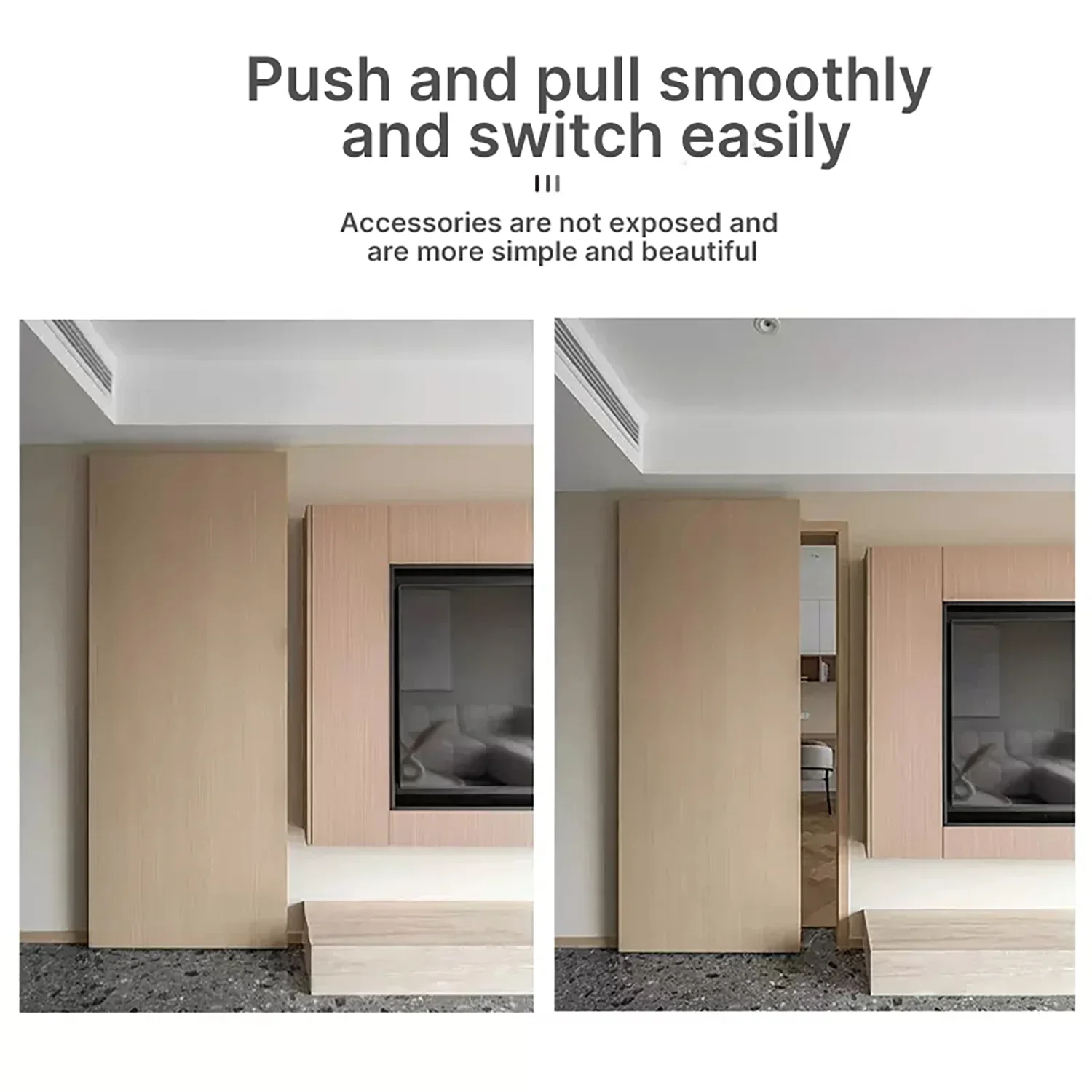 Two-way Buffer Trackless Ghost Door Invisible Track for Door Width 800-1200mm Sliding Wooden Door Hanging Slide Hardware Kit
