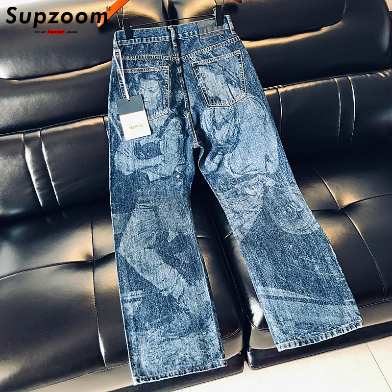 

Supzoom New Arrival Hot Sale Top Fashion Autumn Zipper Fly Stonewashed Casual Patchwork Cargo Denim Pockets Cotton Jeans Men