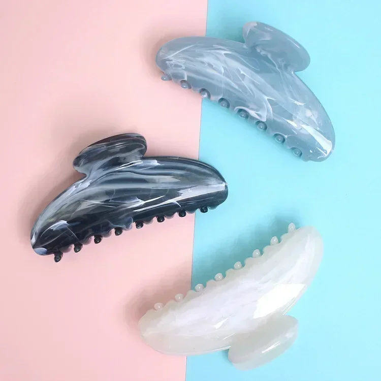 Candy Hairpin Advanced Acetate Marble Moire Back Head Shark Clip Halbkreisförmiger Halbmond-Greifclip – Detail 4