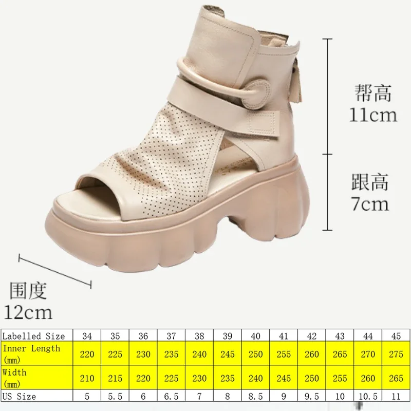 Fujin 7cm Women Summer Sandals Moccasins Chimney Zip Peep Toe Shoes 2024 Cow Genuine Leather Boots Hollow Fashion Ankle Booties