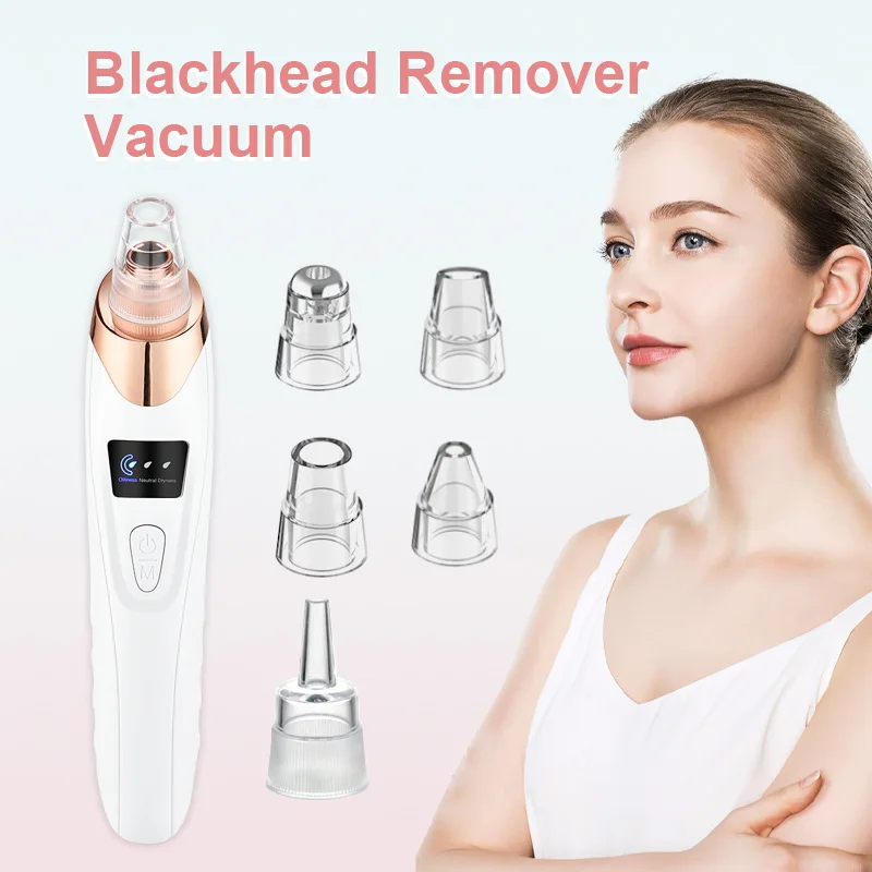 Facial Pore Cleaner 5 Suction Power Rechargeable Blackhead Vacuum Kit Electric Acne Extractor Tool For Women