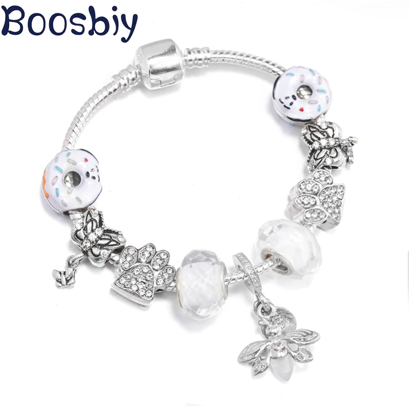 Firefly & Cute Pet Claw Pendent Chain With Butterfly Beads DIY Brand Charm Bracelet Jewelry For Women Making Gift New Desgin