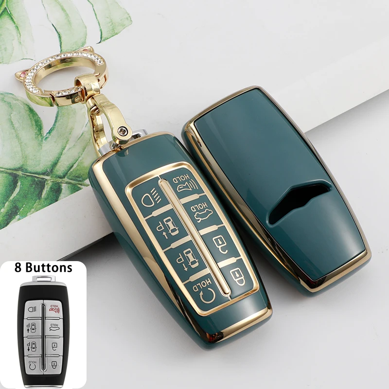 TPU Car Key Case 4 6 8 Button Smart Keyless Entry Remote Control Protector Cover For Hyundai Genesis G80 GV80 2019 - 2022