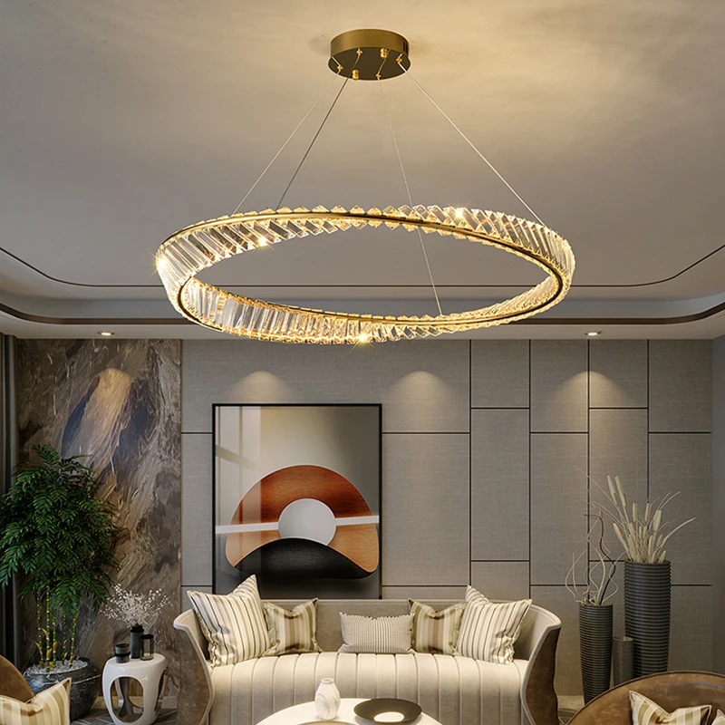 Italian Luxury Crystal Ceiling Lamp Modern Master Bedroom 2026 New Creative Ring Dining Living Room Led Light Luster Chandelier