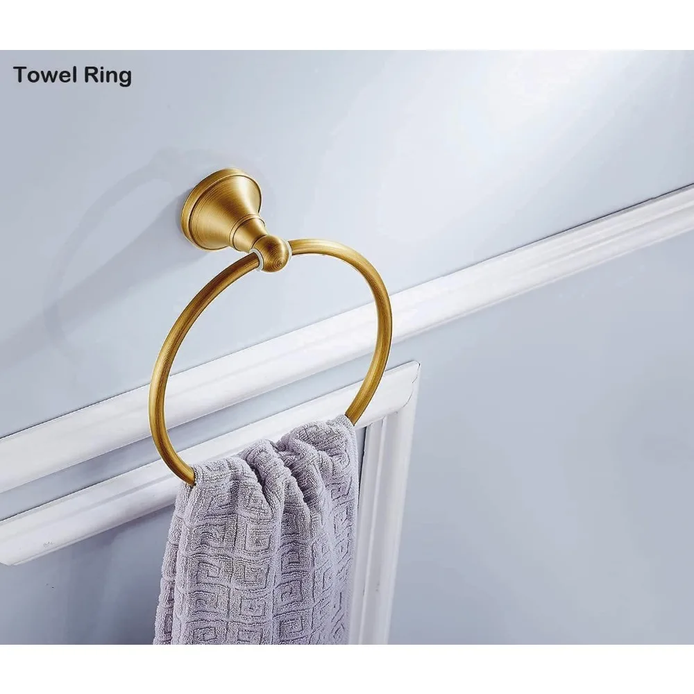 Antikes Vintage-Badezimmerzubehör-Set aus gebürstetem Messing, verstellbare Handtuchstangenbefestigungen, an der Wand montiertes Badezimmer-Hardware-Set