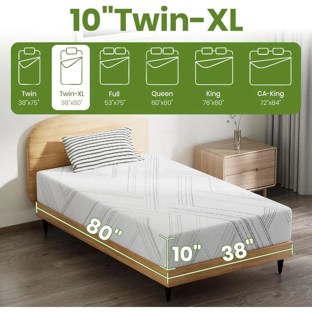 مرتبة 10 بوصة، مرتبة إسفنجية الذاكرة من جل التبريد متوسط القوة، مرتبة في صندوق، عزل الحركة، تخفيف الضغط