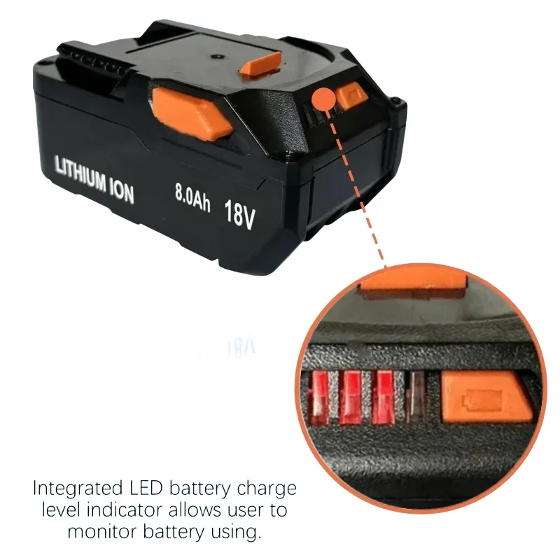 For AEG 18V Battery 8.0AH Lithium-Ion Battery For RIDGID R840087 R840085 L1815R L1850R L1830R R840083 Series Cordless Power Tool