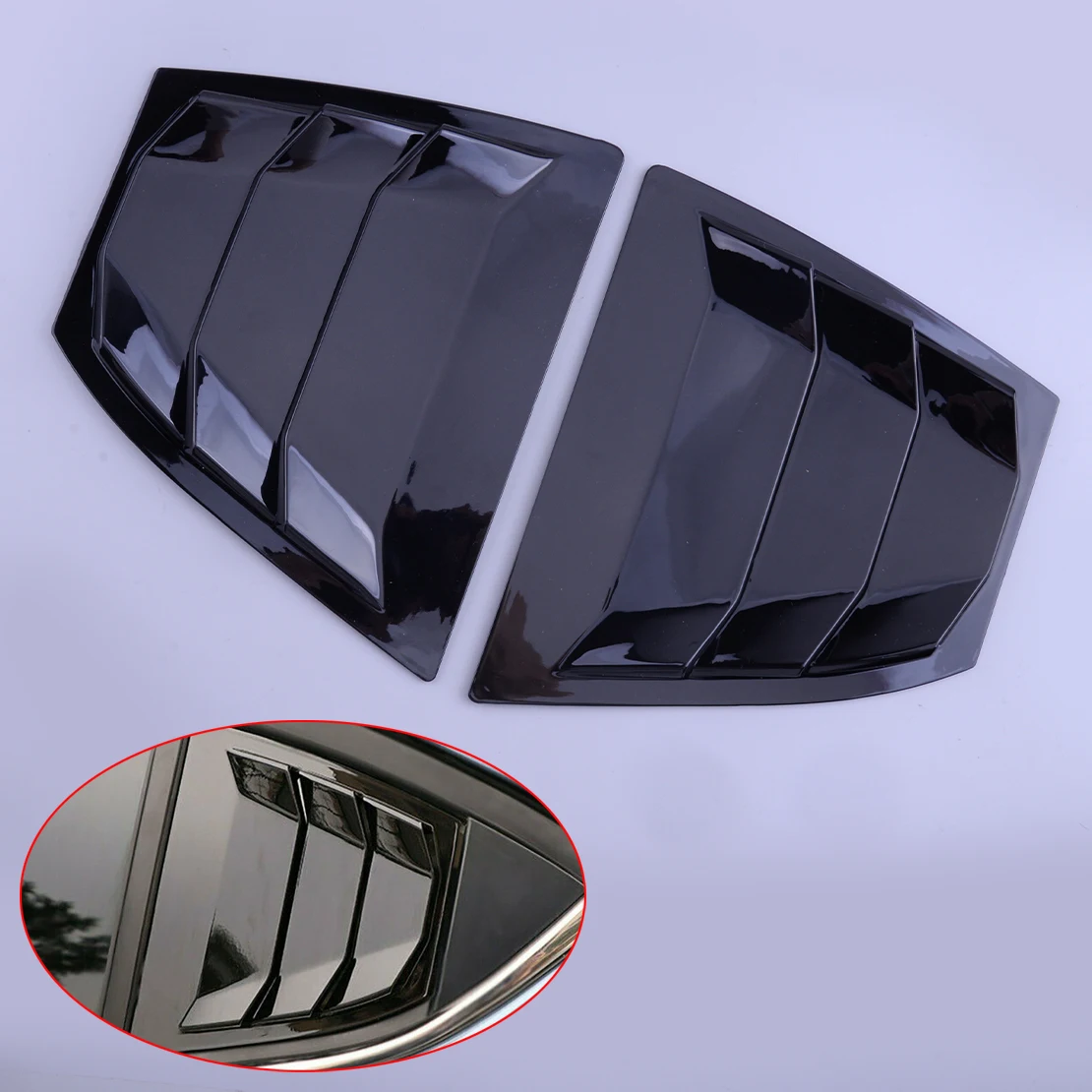 2Pcs Glossy Black Car Rear Side Window Louver Vent Cover Quarter ABS Plastic Fit For Mazda 3 Axela 2018 2017 2016 2015 2014